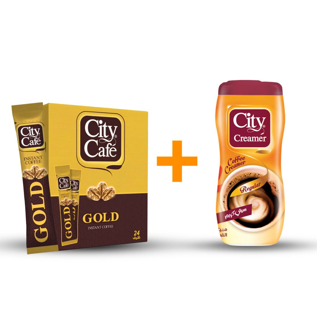 A box of 24 instant gold coffee sachets + City Creamer coffee creamer, 170 grams, for 158 pounds instead of 172 pounds. Save and start your day with rich flavors.