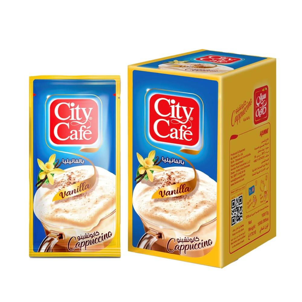 كابتشينو فانيليا - سيتى كافية – 10 أظرف - تكفى لعمل 10 أكواب - وزن الظرف 17 جرام
