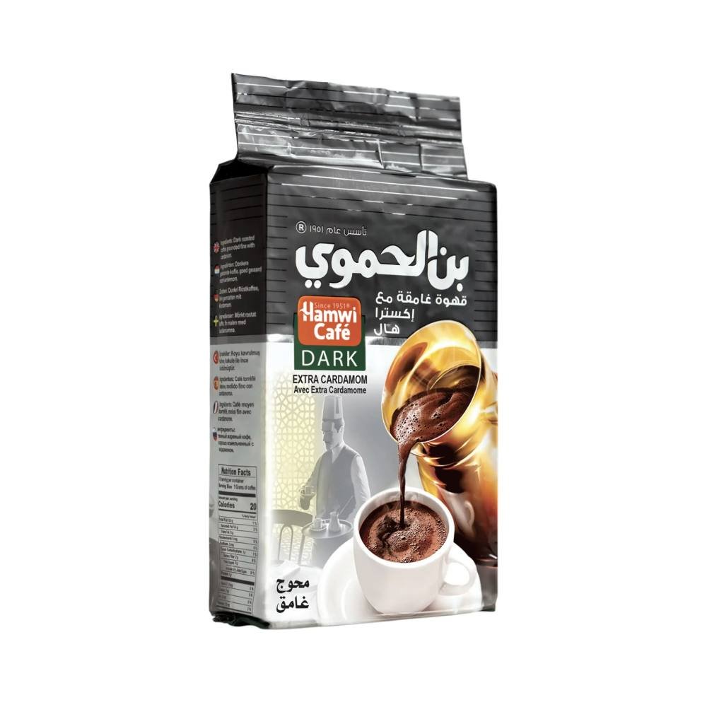 بن الحموي, قهوة تركية, بن غامق محوج بالحبهان, 180 جرام, مزيج من حبوب الروبوستا و الأرابيكا من أفضل حقول القهوة بالعالم