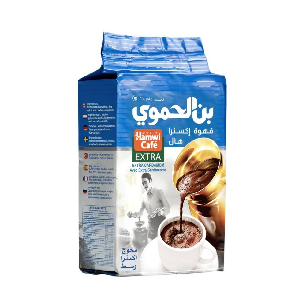 بن الحموي, قهوة تركية, بن وسط محوج أكسترا بالحبهان, 450 جرام, مزيج من حبوب الروبوستا و الأرابيكا من أفضل حقول القهوة بالعالم
